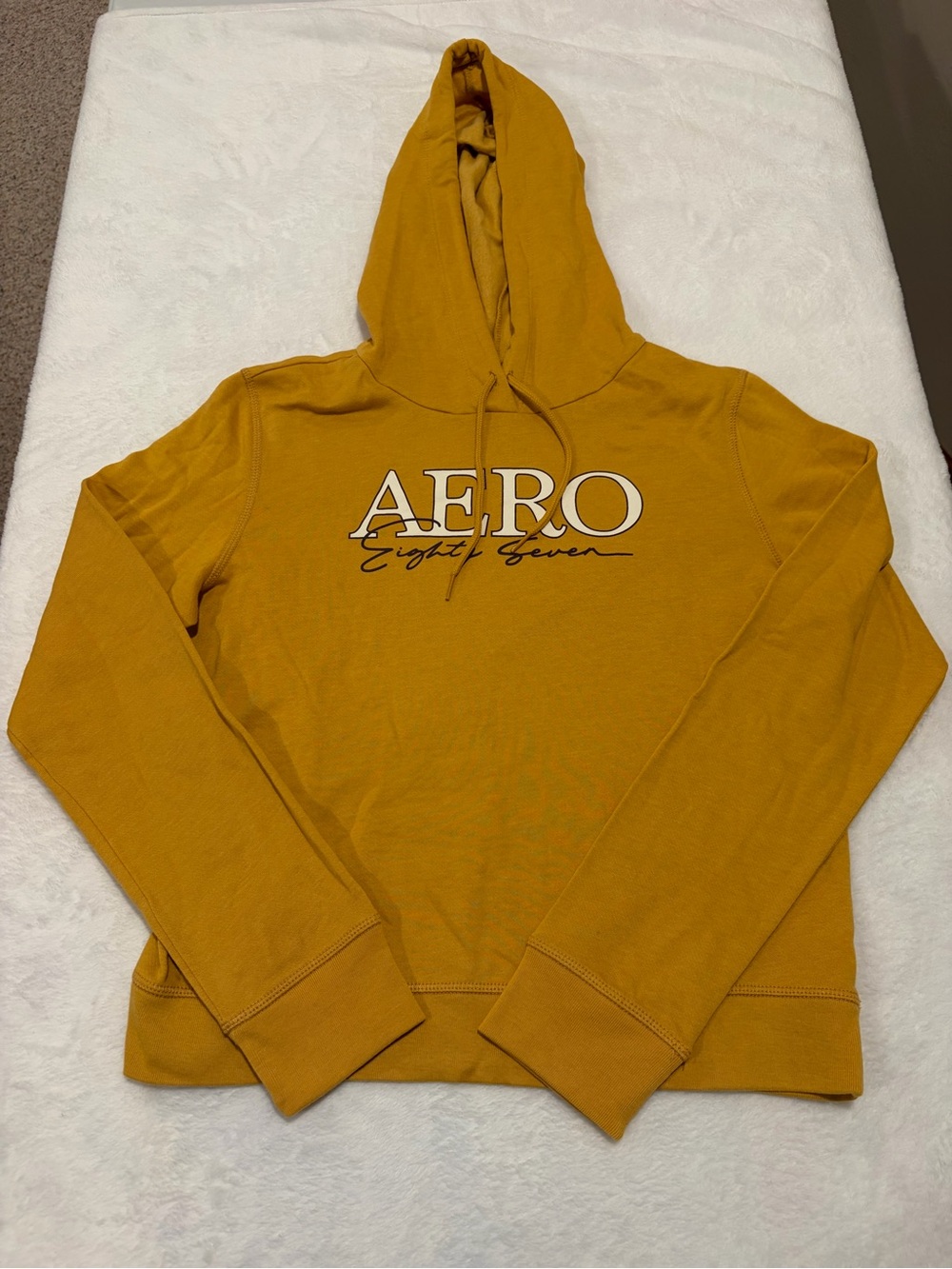 Aeropostale AERO 87 Mustard Yellow Pullover Hoodie - Medium